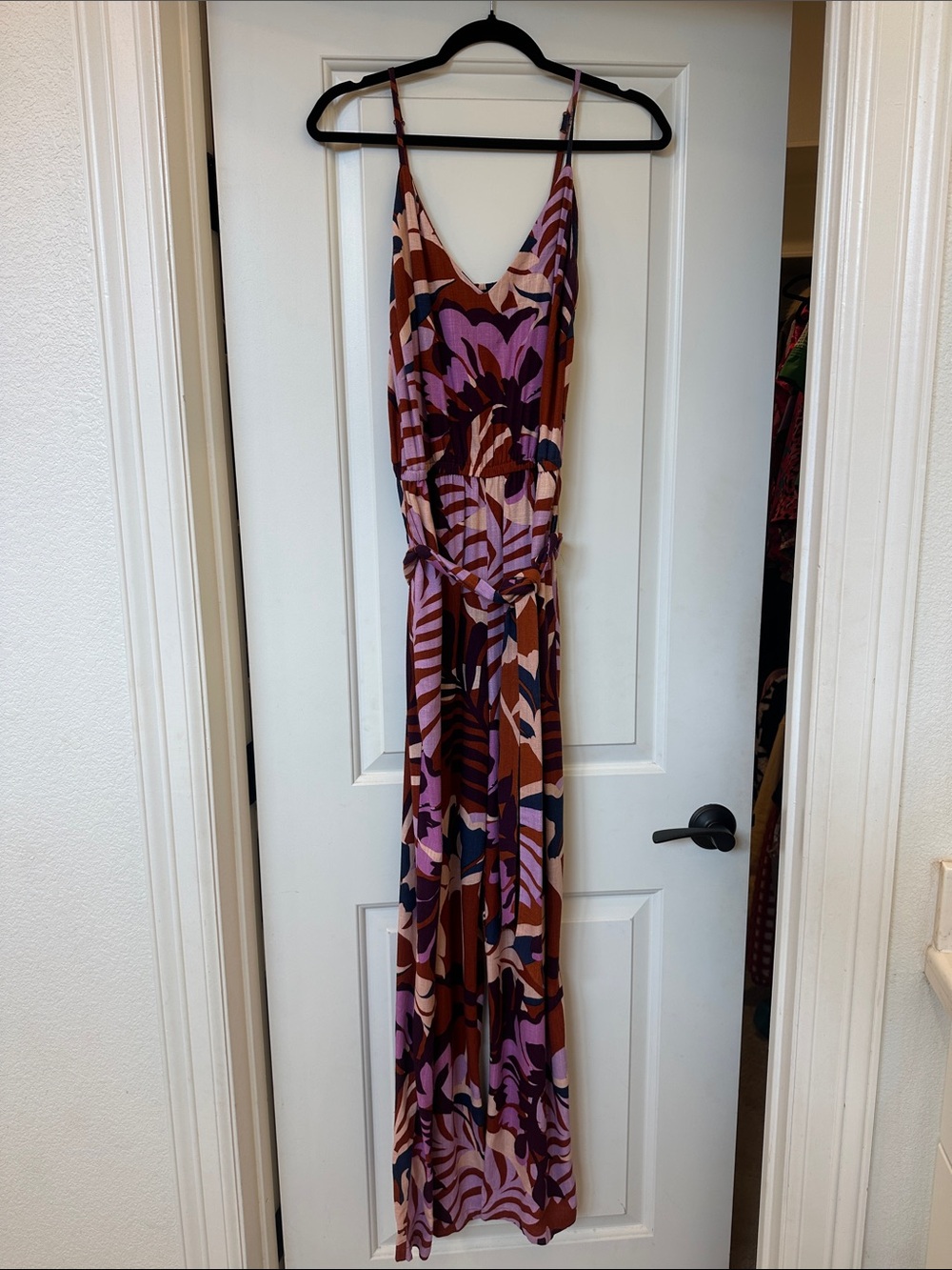 Sanctuary Brown & Purple Abstract Floral Maxi Dress- Small worn once